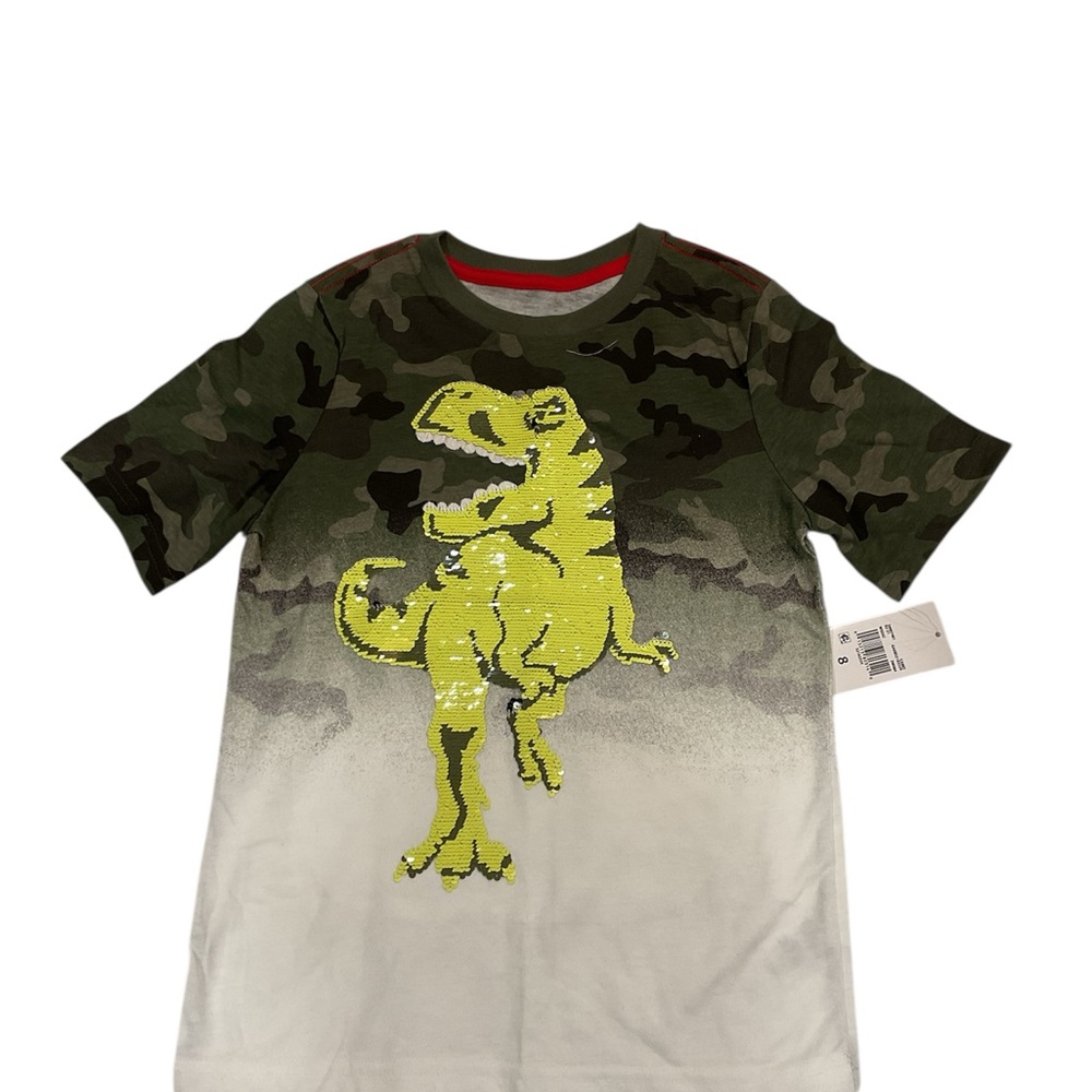 Green and White Dinosaur Tee Short Sleeve